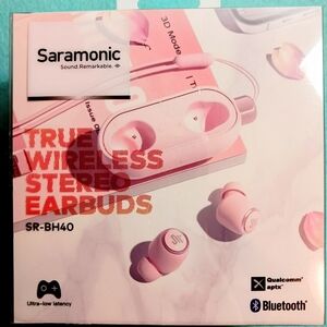 New Saramonic SR-BH40-P True Wireless Earbuds, Gaming Music Meetings Retail $170